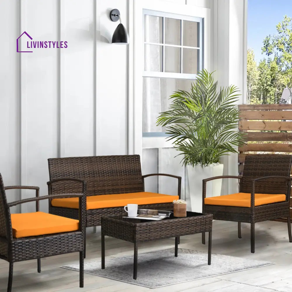 Clone Outdoor Sofa Set 2 Seater 2 Single seater and 1 Center Table Set (Brown) - Sofa Sets
