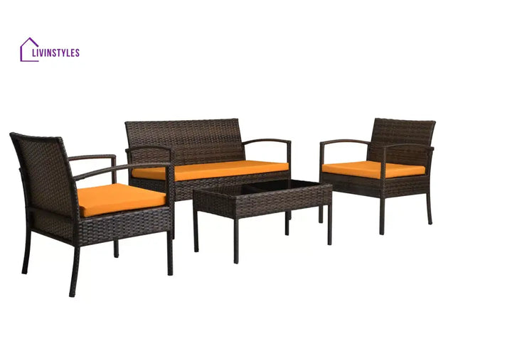 Clone Outdoor Sofa Set 2 Seater 2 Single seater and 1 Center Table Set (Brown) - Sofa Sets