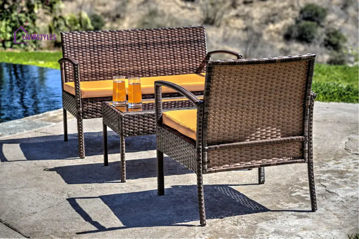 Clone Outdoor Sofa Set 2 Seater 2 Single seater and 1 Center Table Set (Brown) - Sofa Sets