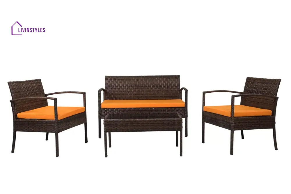 Clone Outdoor Sofa Set 2 Seater 2 Single seater and 1 Center Table Set (Brown) - Sofa Sets