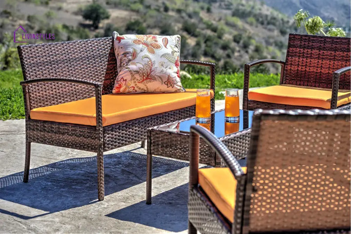 Clone Outdoor Sofa Set 2 Seater 2 Single seater and 1 Center Table Set (Brown) - Sofa Sets