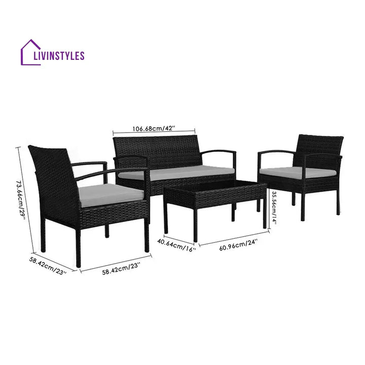 Clone Outdoor Sofa Set 2 Seater 2 Single seater and 1 Center Table Set (Brown) - Sofa Sets