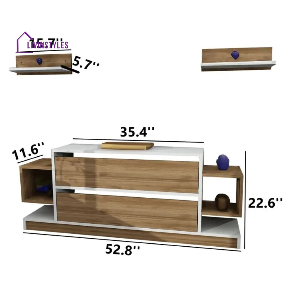 Clover Wooden Finish Tv Unit Stand for Living Room