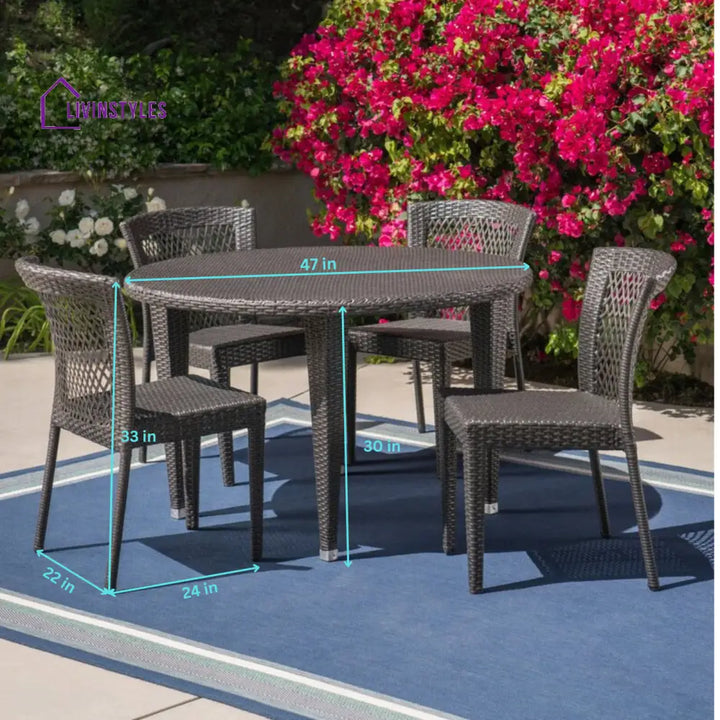 Coco Outdoor Patio Dining Set 4 Chairs and 1 Table (Brown) - Dining sets