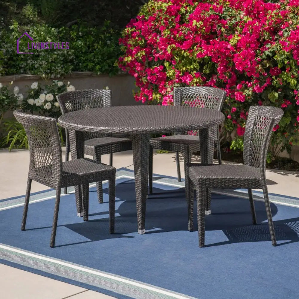 Coco Outdoor Patio Dining Set 4 Chairs and 1 Table (Brown) - Dining sets