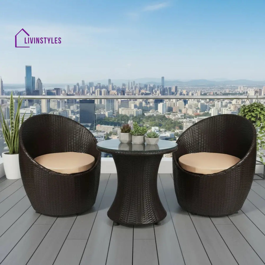 Coco Outdoor Patio Seating Set 2 Chairs and 1 Table Set (Dark Brown) - Coffee Table Sets