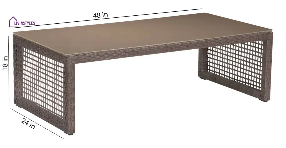 Coco Outdoor Sofa Set 3 Seater 2 Single seater and 1 Center Table (White+ Brown) - Sofa Sets