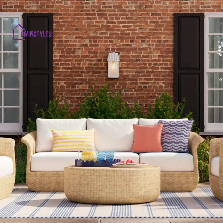 Coist Outdoor Sofa Set 3 Seater 2 Single seater and 1 Center Table (Honey) Braided & Rope - Sofa Sets