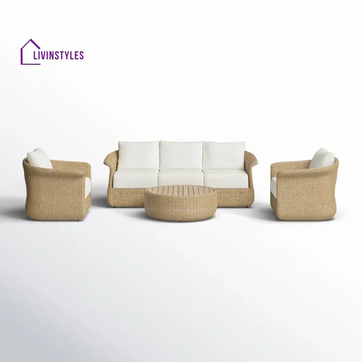 Coist Outdoor Sofa Set 3 Seater 2 Single seater and 1 Center Table (Honey) Braided & Rope - Sofa Sets