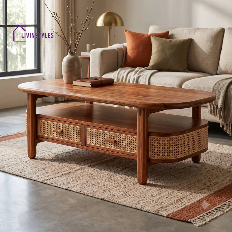 Colette Wooden Coffee Table for Living Room | Tea Table | Teapoy | Center table