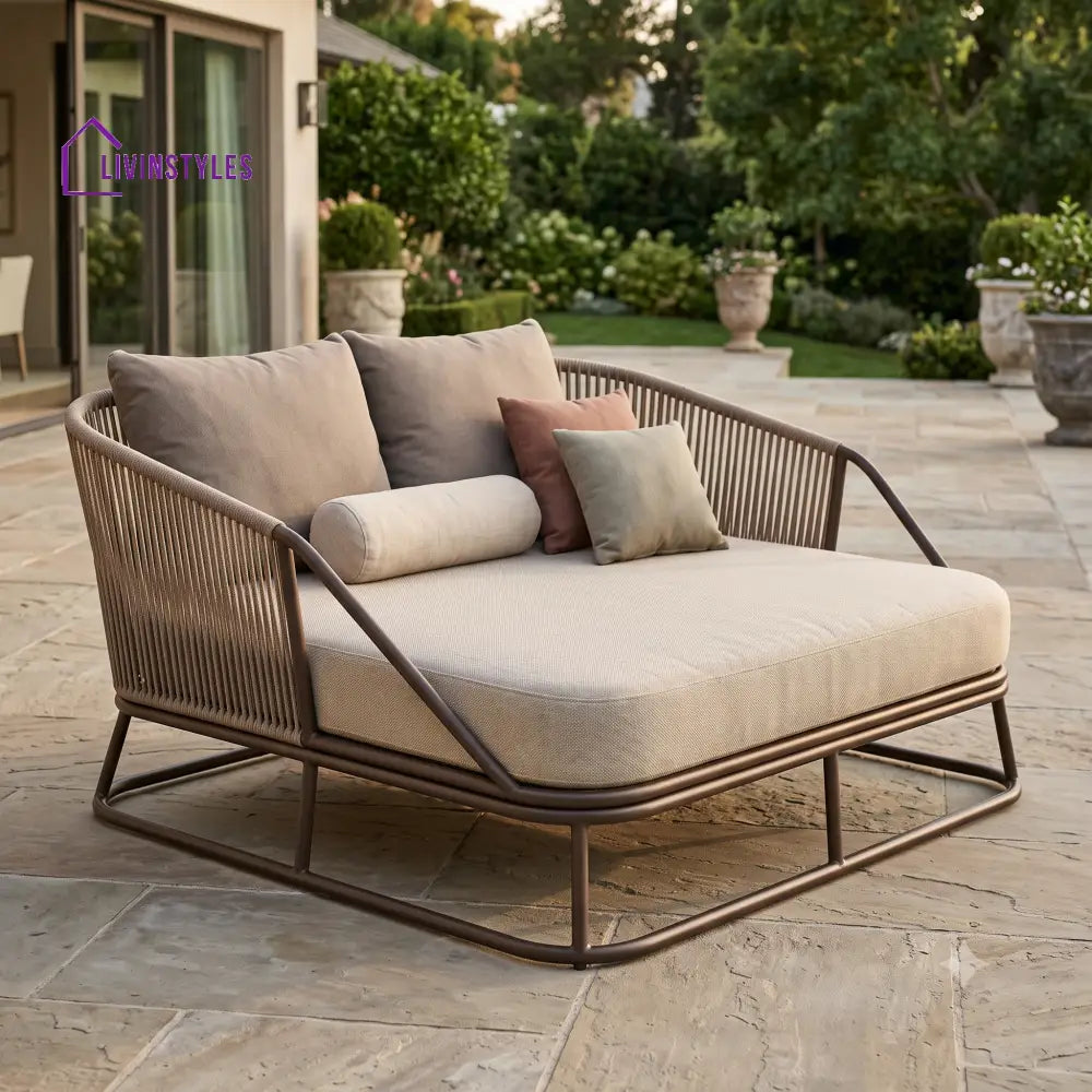 Colombe Premium Outdoor Day Bed in Metal Frame with Powder Coated & Rope