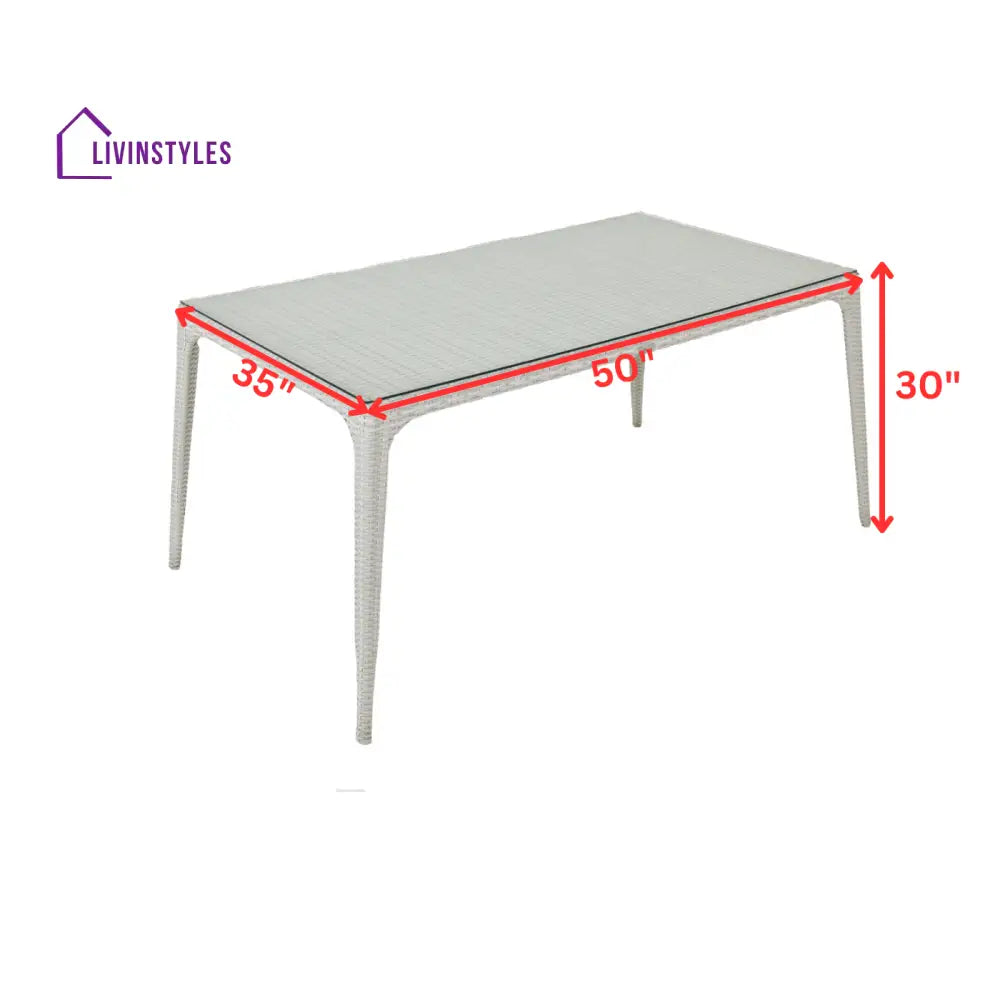 Colombina Outdoor Patio Dining Set 6 Chairs and 1 Table (Pearl white) - Dining sets