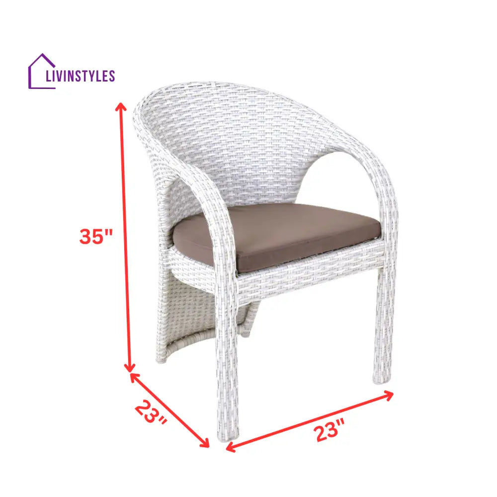 Colombina Outdoor Patio Dining Set 6 Chairs and 1 Table (Pearl white) - Dining sets