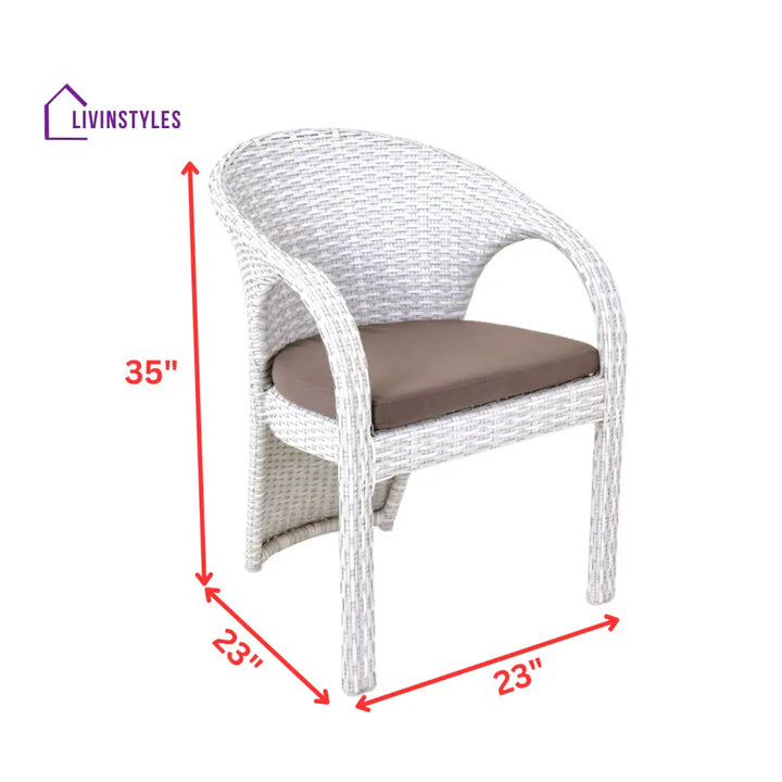 Colombina Outdoor Patio Dining Set 6 Chairs and 1 Table (Pearl white) - Dining sets