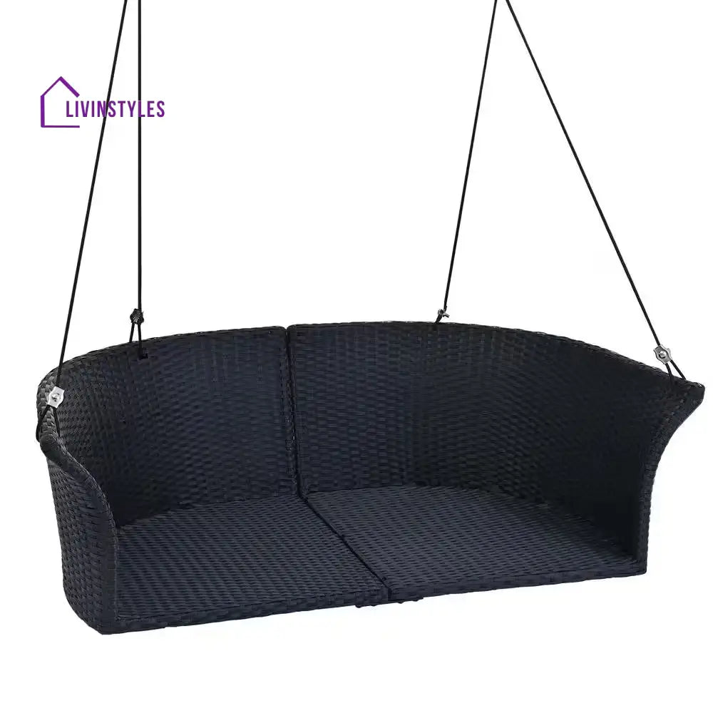 Colson Double Seater Hanging Swing Without Stand For Balcony Garden Swing (Black + White) - Swings