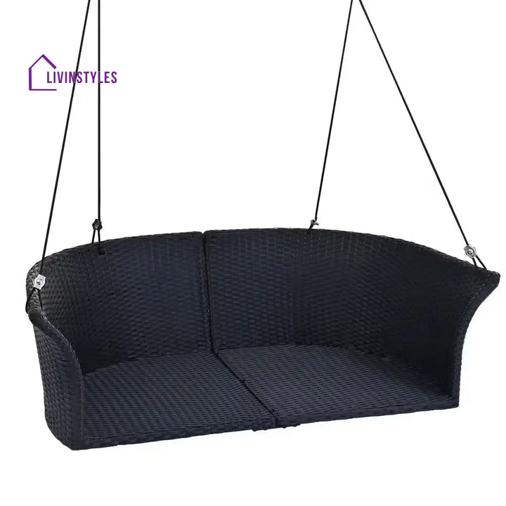 Colson Double Seater Hanging Swing Without Stand For Balcony Garden Swing (Black + White) - Swings