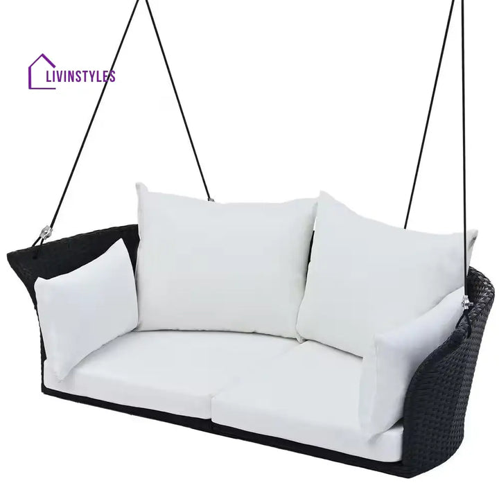 Colson Double Seater Hanging Swing Without Stand For Balcony Garden Swing (Black + White) - Swings