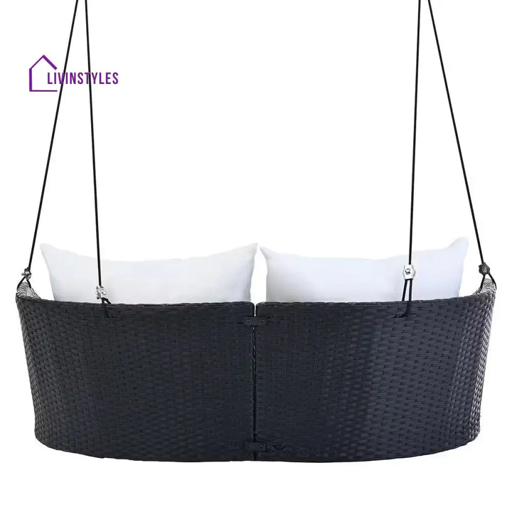 Colson Double Seater Hanging Swing Without Stand For Balcony Garden Swing (Black + White) - Swings