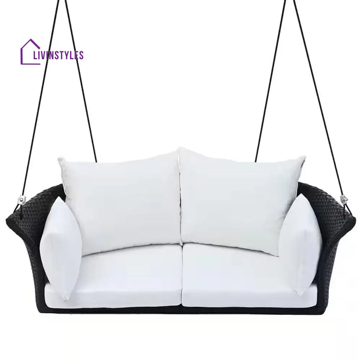 Colson Double Seater Hanging Swing Without Stand For Balcony Garden Swing (Black + White) - Swings