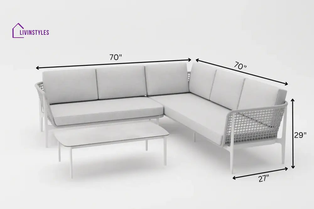 Colten Outdoor Garden Balcony Sofa Set 5 Seater and 1 Center Table Set Braided & Rope (Grey) - Sofa Sets