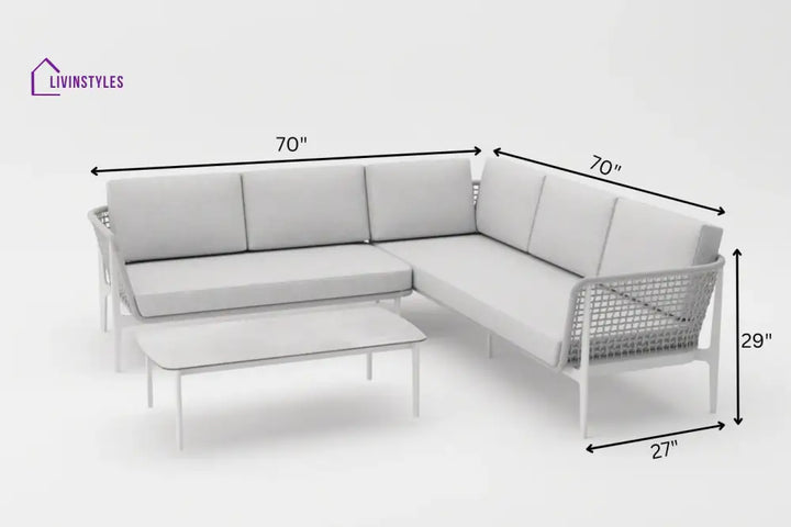 Colten Outdoor Garden Balcony Sofa Set 5 Seater and 1 Center Table Set Braided & Rope (Grey) - Sofa Sets