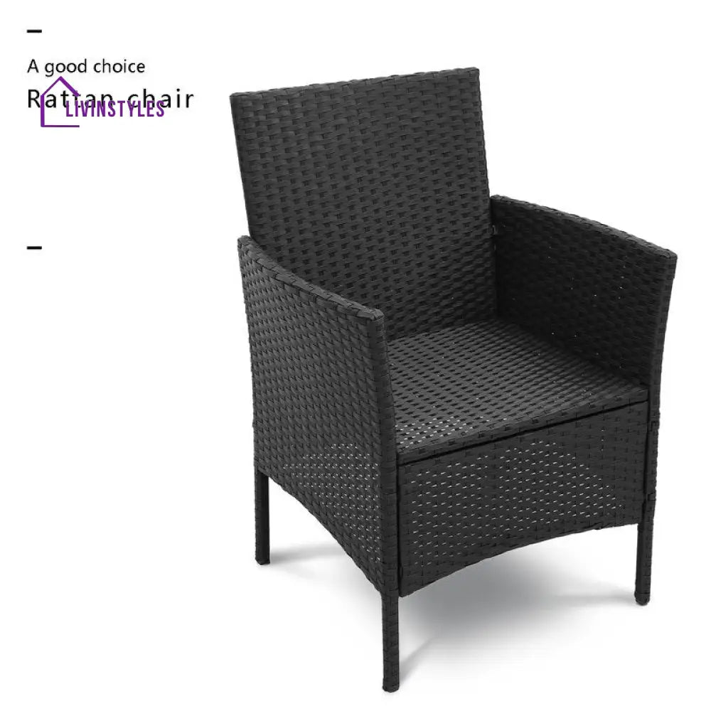 Connie Outdoor Patio Seating Set 2 Chairs and 1 Table Set (Black) - Coffee Table Sets