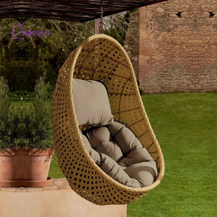 Consuelo Egg Swing Chair (Beige and Dark Grey) - Swing
