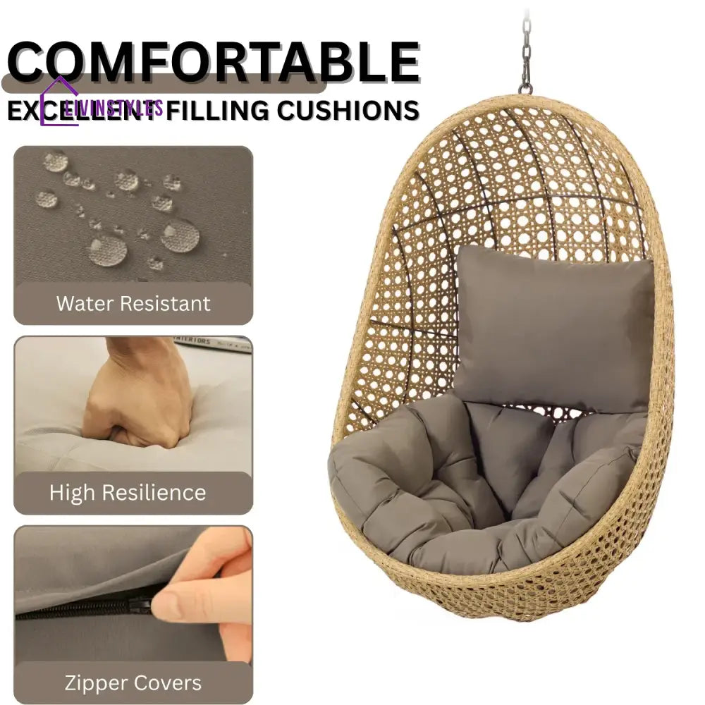 Consuelo Egg Swing Chair (Beige and Dark Grey) - Swing
