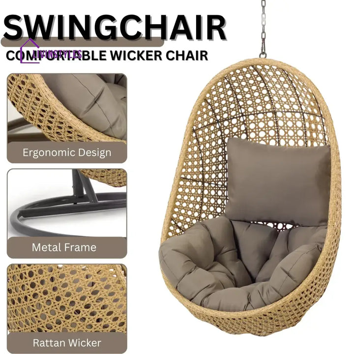 Consuelo Egg Swing Chair (Beige and Dark Grey) - Swing