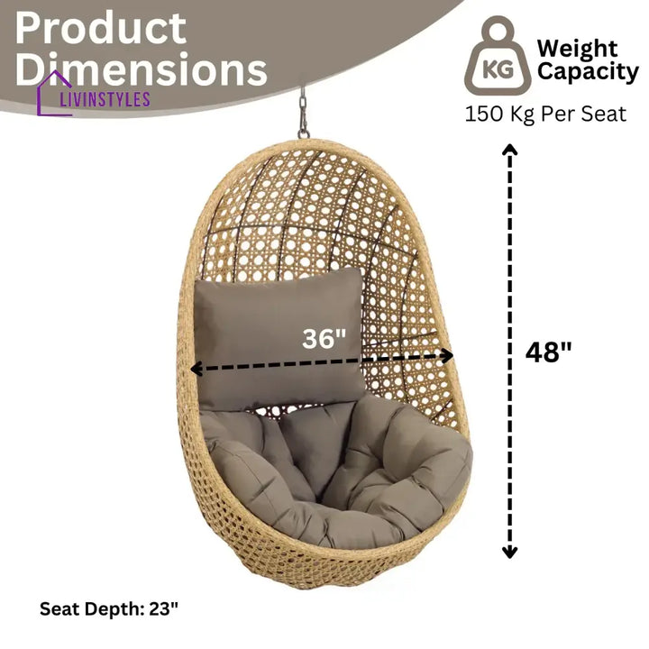 Consuelo Egg Swing Chair (Beige and Dark Grey) - Swing
