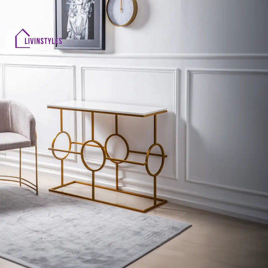 Contemporary Console Table in Geometric Pattern Design Table