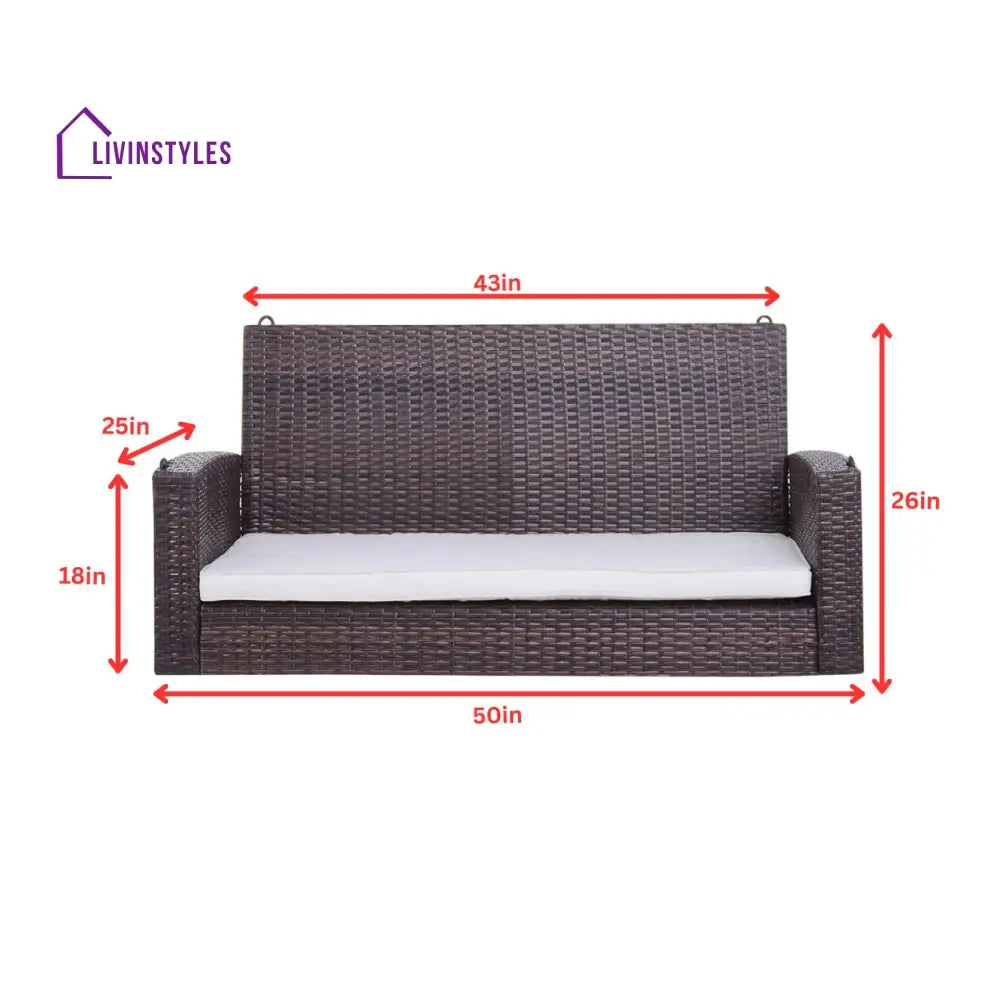Conti Double Seater Hanging Swing Without Stand For Balcony Garden Swing (Dark Brown) - Swings