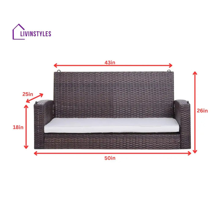 Conti Double Seater Hanging Swing Without Stand For Balcony Garden Swing (Dark Brown) - Swings