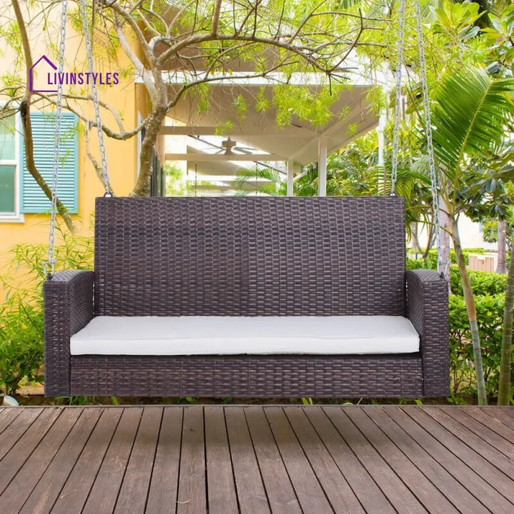 Conti Double Seater Hanging Swing Without Stand For Balcony Garden Swing (Dark Brown) - Swings