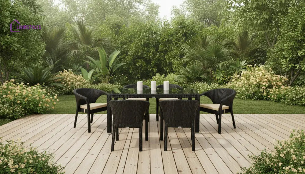 Conti Outdoor Patio Dining Set 6 Chairs and 1 Table (Dark Brown) - Dining sets