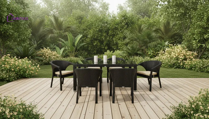 Conti Outdoor Patio Dining Set 6 Chairs and 1 Table (Dark Brown) - Dining sets