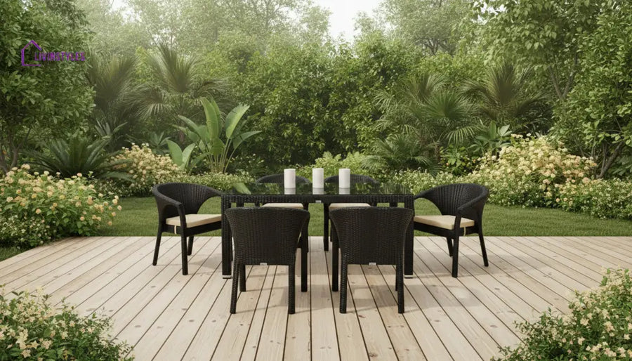 Conti Outdoor Patio Dining Set 6 Chairs and 1 Table (Dark Brown) - Dining sets