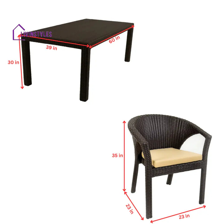 Conti Outdoor Patio Dining Set 6 Chairs and 1 Table (Dark Brown) - Dining sets