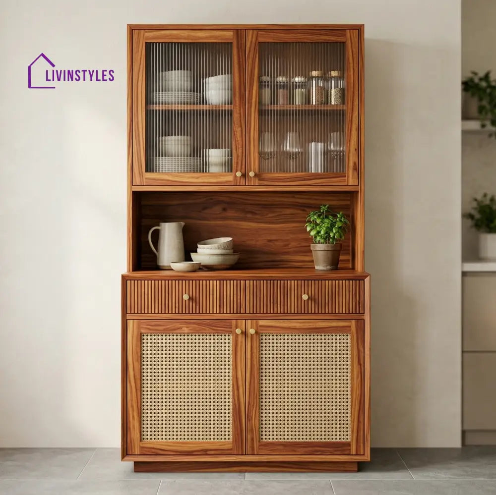 Cooper Classic Kitchen Cabinet with Glass (Honey Finish)