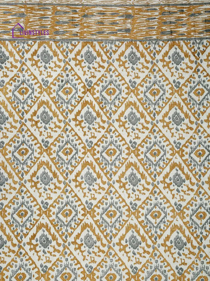 Copper And Silver Colour Cotton Metallic Print Set Of 2 Door Curtain (47X85 Inch)