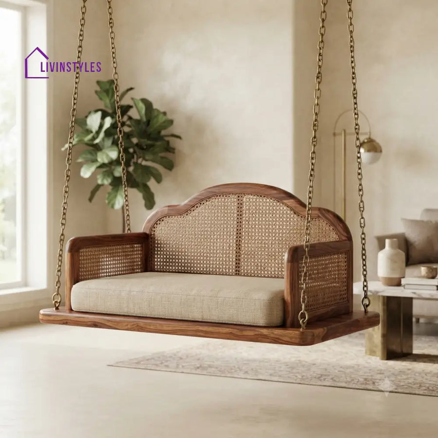 Coralie 2 Seater Wooden Swing for Home | Wooden Jhula for home