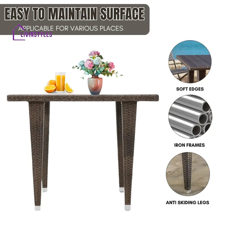 Coralie Outdoor Wicker Patio Counter Height Table (Dark Brown) - Table