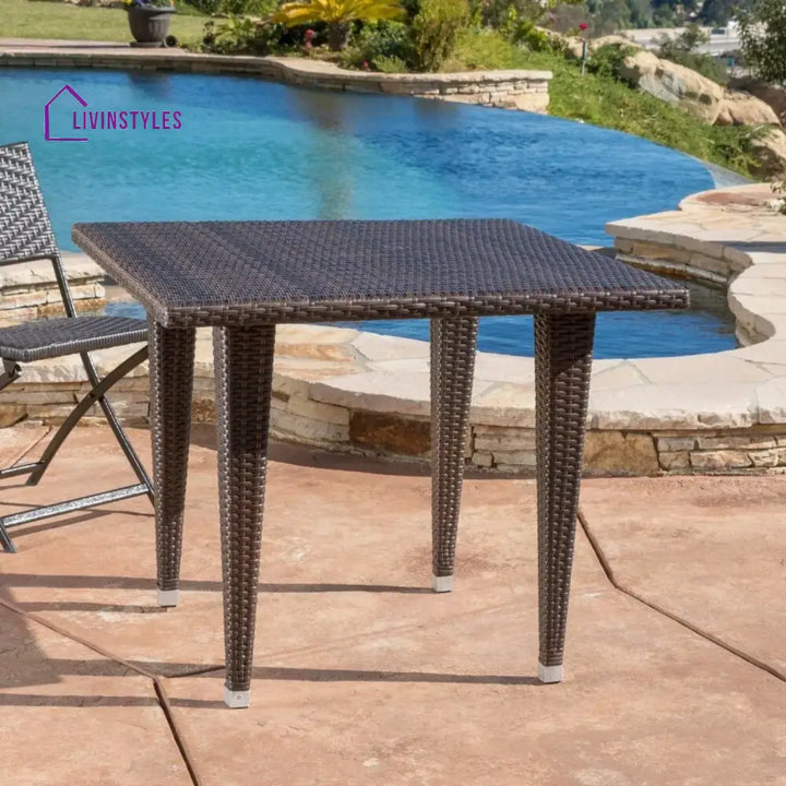Coralie Outdoor Wicker Patio Counter Height Table (Dark Brown) - Table