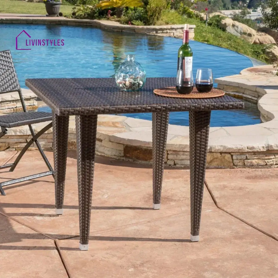 Coralie Outdoor Wicker Patio Counter Height Table (Dark Brown) - Table
