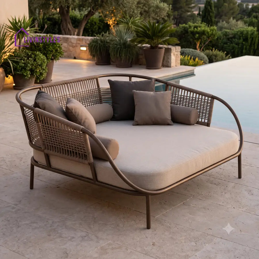 Coralie Premium Outdoor Day Bed in Metal Frame with Powder Coated & Rope