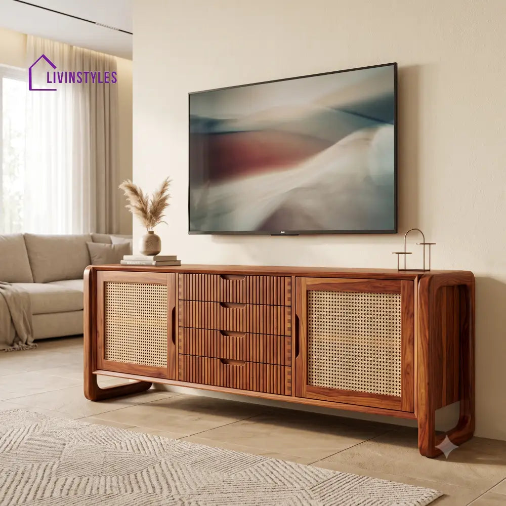 Coralie Solid Sheesham Wood Tv Unit for Living Room | Tv Cabinet | Tv Console Unit