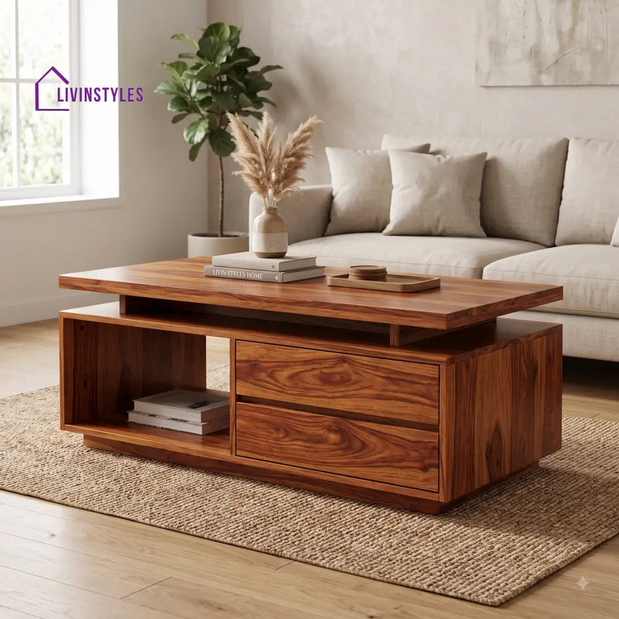 Coralie Wooden Coffee Table for Living Room | Tea Table | Teapoy | Center table