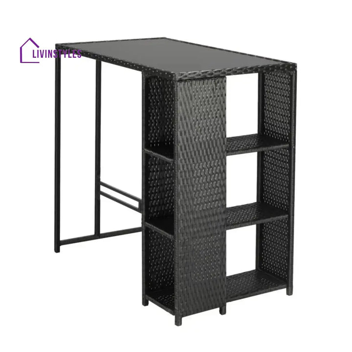Coraline 3-Piece Outdoor Rattan Wicker Bar Set with Glass Top Table - Bar Set