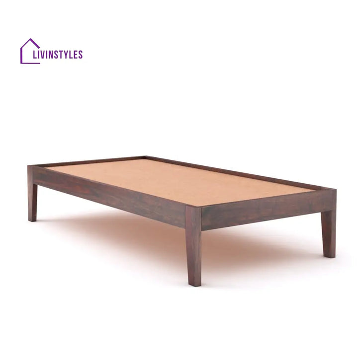 Coraline Solid Sheesham Wood Single Bed Without Storage (Walnut Finish) Bed