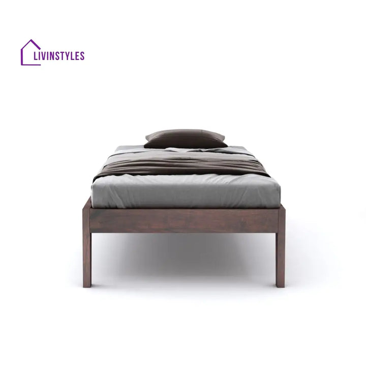 Coraline Solid Sheesham Wood Single Bed Without Storage (Walnut Finish) Bed